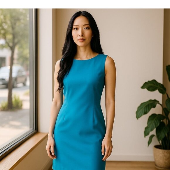 RONNI NICOLE Size10 Womens Sleeveless Blue Summer Strech Comfort Dress Scoop nec - Picture 1 of 9